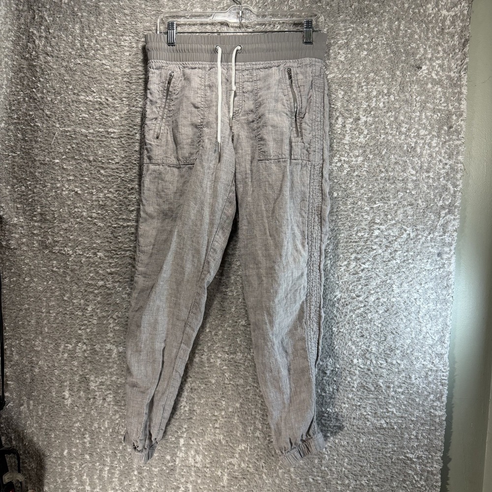 Athleta Women's Size 4 Gray Cabo Linen Jogger Pants Casual Coastal Beach